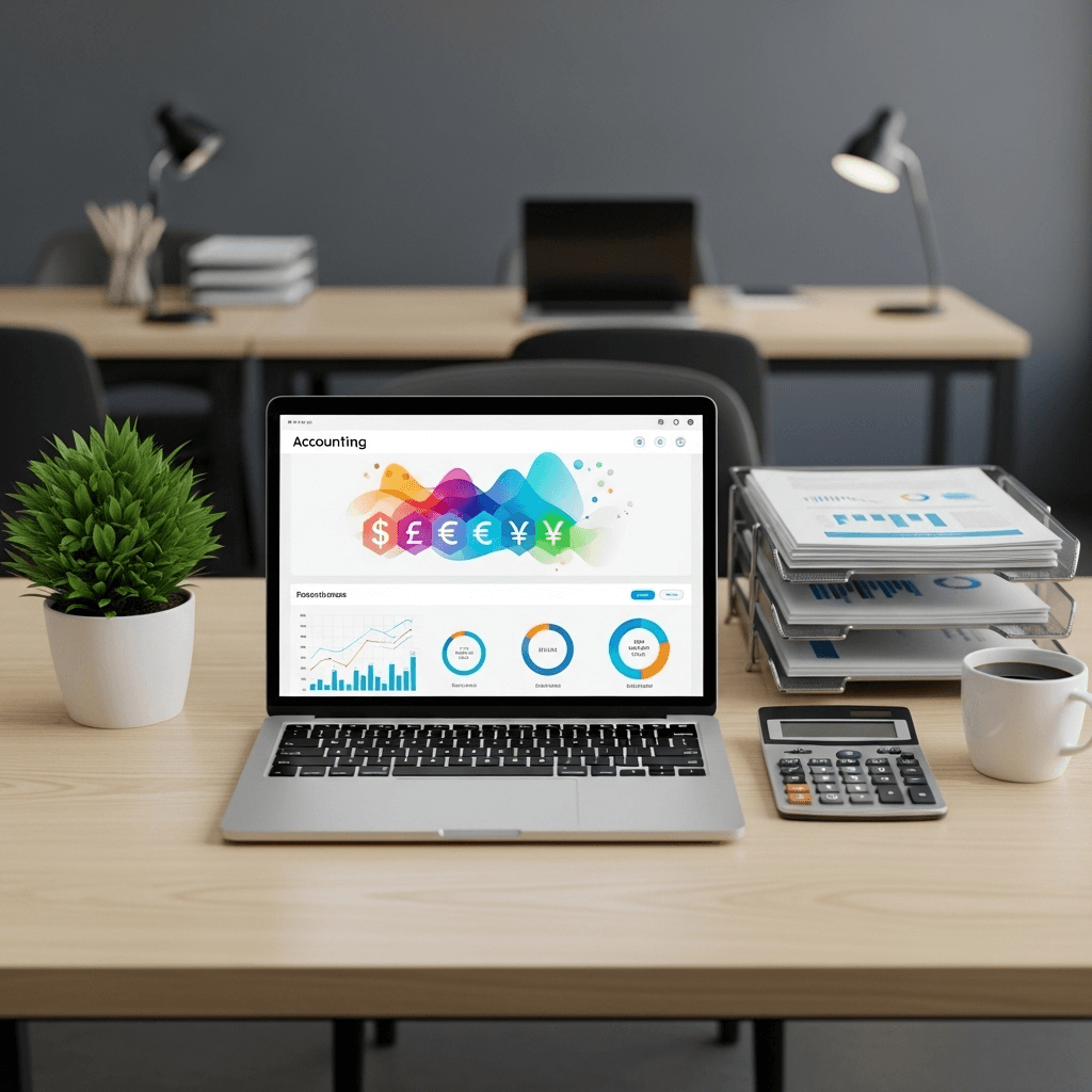 Professional accounting dashboard showing real-time financial analytics